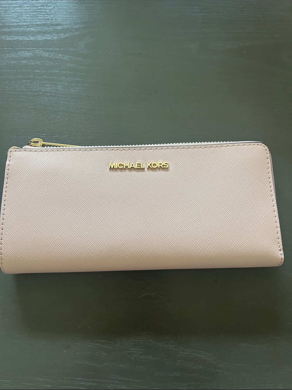 Michael Kors Blush Zip Around Continental Wallet with Gold Logo